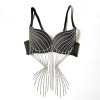 Rhinestone Suspender Tassel Vest Scrub Top Nightclub Stage Style Bra KN8373
