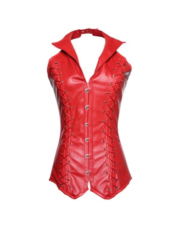 Best selling adult red black leather corset m1982