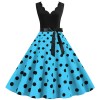 Burnt Polka Print Dot Office Wear Sleeveless V-neck White Dress JY14721
