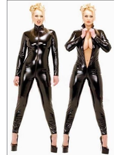 Sexy black shine pvc jumpsuit M7071