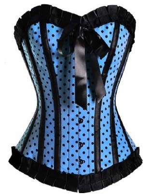 blue polka dot lace corset m1802d