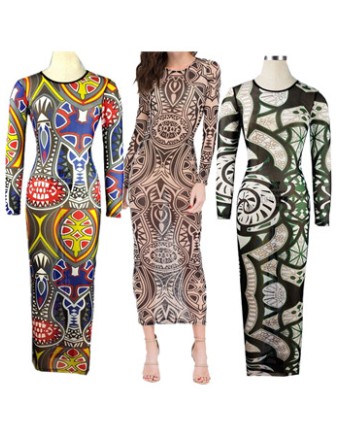Newest Vintage Print Midi Dress M30130