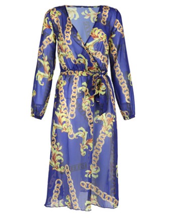 THREE-COLOR BEACH PRINTED DRESS M88096