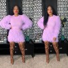 Winter Fashion Fluffy Tassel Warm Sweater 2 Piece Set M8526