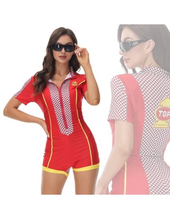 Checkered One Piece Racing Uniform Night Club Cheerleading Stage Costumes MS5062