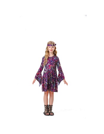 Carnival Children Vintage Hippie Disco Costume Cosplay Costume Purple Skirt YM5819