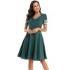 Color Contrast Dark Green Tuck Your Waist And Look Thin Dress Lady CD1769