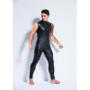 Men Sexy Patent Leather Tight Stage Performance Leather Bar Jumpsuit XX6002
