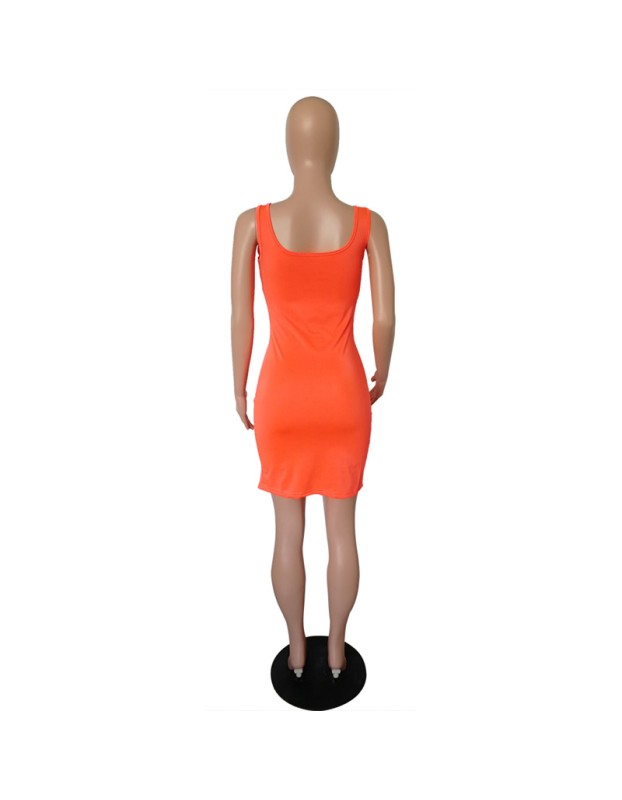 Summer Basic Vest Short Bodycon Dress m8399