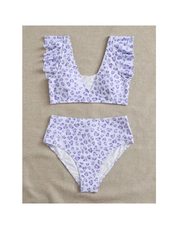 Leopard Print Bikini Swimsuit Set Sexy Fly Edge Bikini Women 1034