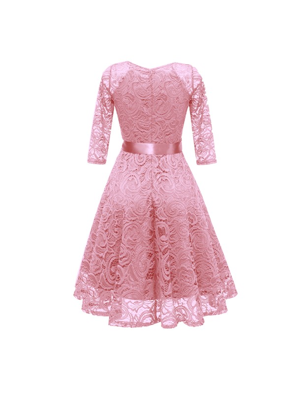 Ladies Casual Long-Sleeve Wedding Guest V-Collar Lace Girl Dress CD1592-1