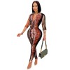 Digital Print Women  V-neck Long Sleeve Pants Casual Two Piece Set X5281