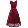 Round Collar Sleeveless Tulle Midlength Party Evening Print Formal Dress CD1607