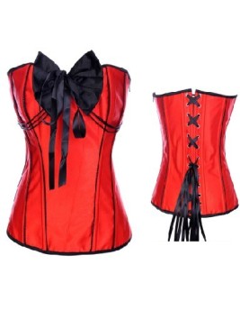 red satin sexy corset with bow decorated m1957
