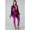 Sexy Jumpsuit Bandage V-neck long-sleeve Velvet sexy backless jumpsuit M8290