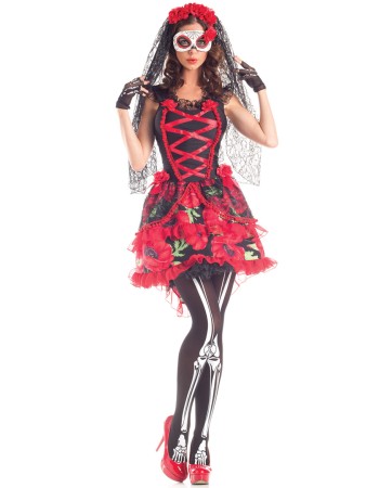 Gothic Corpse Bride Costume Fancy Cosplay Party Wear Dress M40459