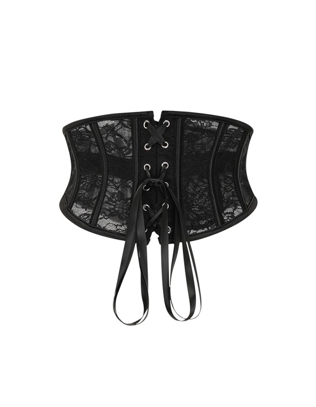 Black Lace Breathable Lace Up Corset Body Plastic Belt Waist Corset Top 22069