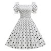 Square Neck Short Sleeve Retro Wave Point Satin Wedding Ladies DressJY15093