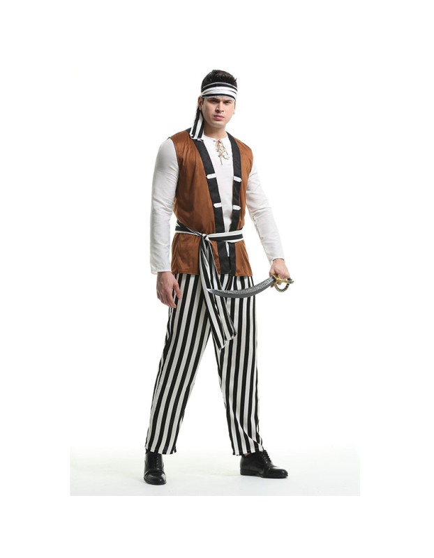 Men Pirates Of The Caribbean Costume Game Halloween Knight Costume XY82239
