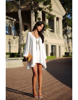 White Loose Party Dress M3882a