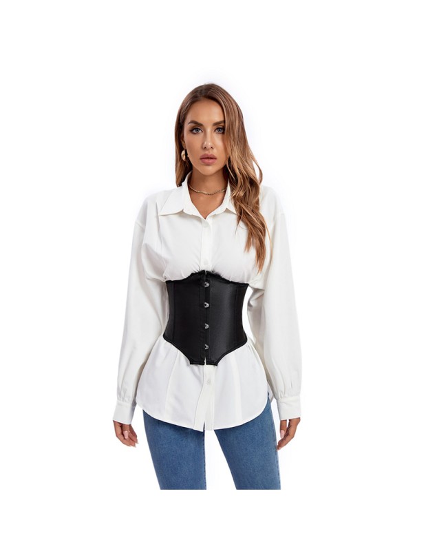 Plus Size Black Contracted Abdominal Belt Short Style Outer Wear Waist Corset QF859