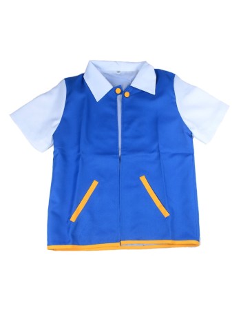 Pokemon Ash Ketchum Cosplay Costume Blue Jacket + Gloves + Hat M40513