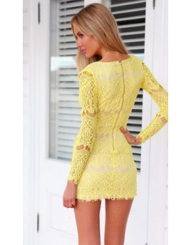 Sexy Yellow Mini Dress M3899b