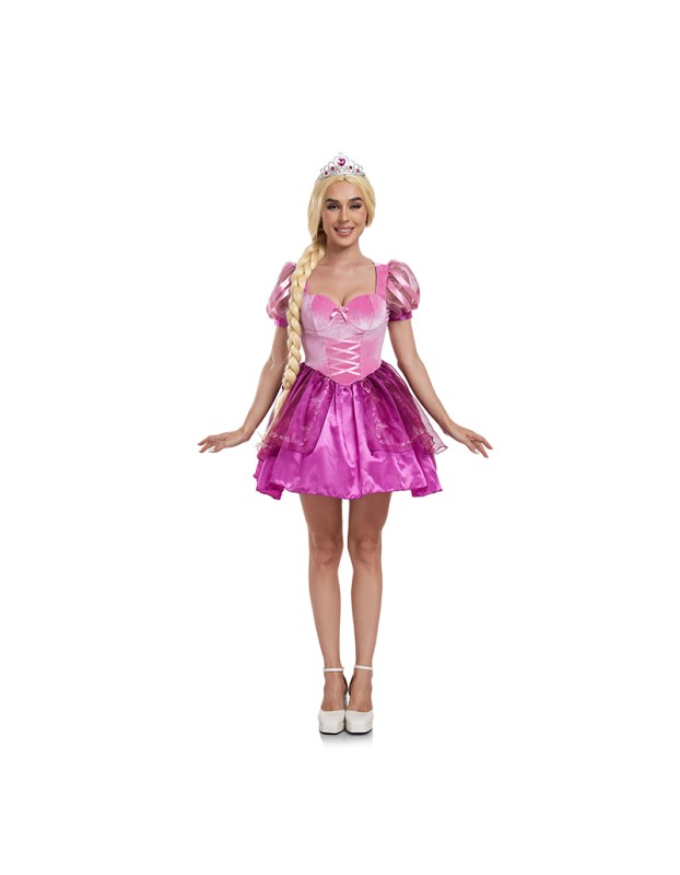 Halloween Costume Fairy Tales Enchanted Rapunzel Purple Princess Adult Costume DL2056