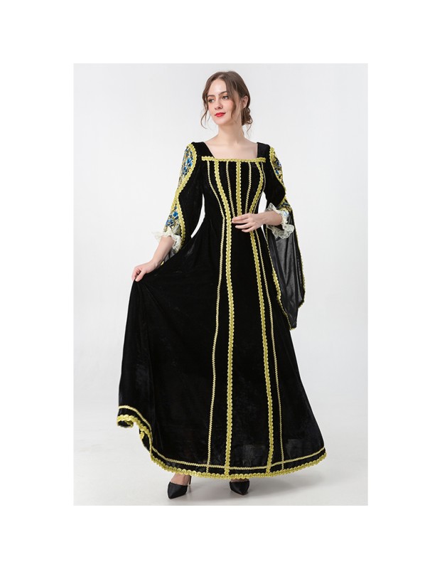 Medieval Court Witch Costume Cosplay Halloween Stage Performance Dress YM9307