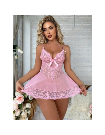 Sexy Perspective Underwear Plus Size Mesh Lace Lingerie Seductive Pajamas Set YSF759