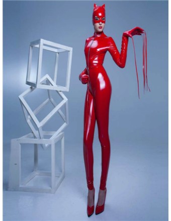 Sexy catwoman PVC leather jumpsuit M7016A