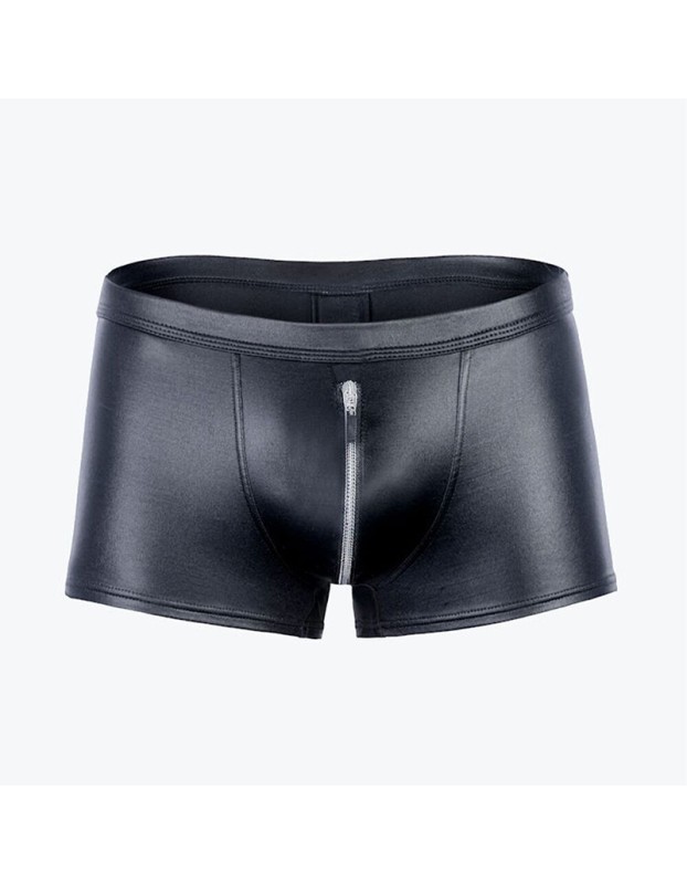 Patent Leather Zipper Black Short Pant Slim Men's Leggings Thin Nightclub N805