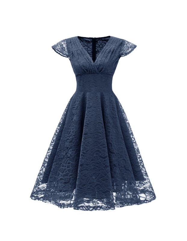 Wedding Party Retro Slim Ladies Formal  Lace Mesh Dress CD1717