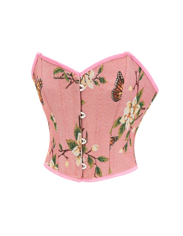 Sexy Bustier Butterfly Print Corset Tops For Women Waist Trainer Short Corset 22047