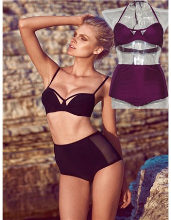 Mesh Cutout High-waisted Bikini M5379