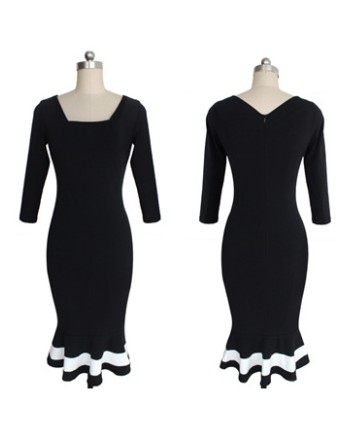 Yong Girl Fashion Sleeve Black Mermaid Sexy Dress M30213