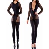 Black And White Holey Long Sleeves Bandage Bodycon Jumpsuit M3801