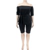 Solid Color Plus Size Women's Independent Stand One Shoulder Two Piece Set YM8627