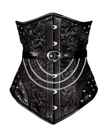 2PCS Black Steampunk Leather Look Underbust Corset M1334