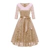 Ladies Casual Long-Sleeve Wedding Guest V-Collar Lace Girl Dress CD1592-1