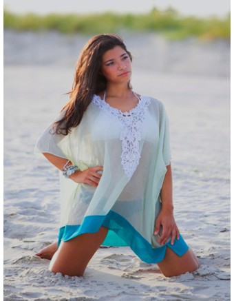 Embroidered V Neck Beach Dress M5319