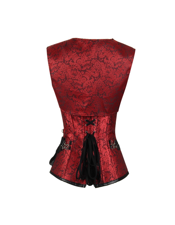 3 Colors Gothic Deluxe Corset 5pc set including Shawl, waist hanging bag, waist strap. T pants