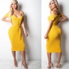 Sexy V Neck Off Shouler Autumn Winter Knitted Dresses m8281