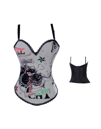 gray color sexy cotton straps corset  m1936A