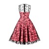 Women Gauze Embroidery Waist Sleeveless Lolita Court Swing Midlength Dress 5122