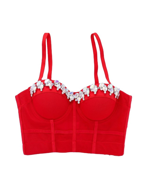 Shapewear Corset Crop Sexy Spice Girls Dance Erase Chest Color Drill Corset KN8029