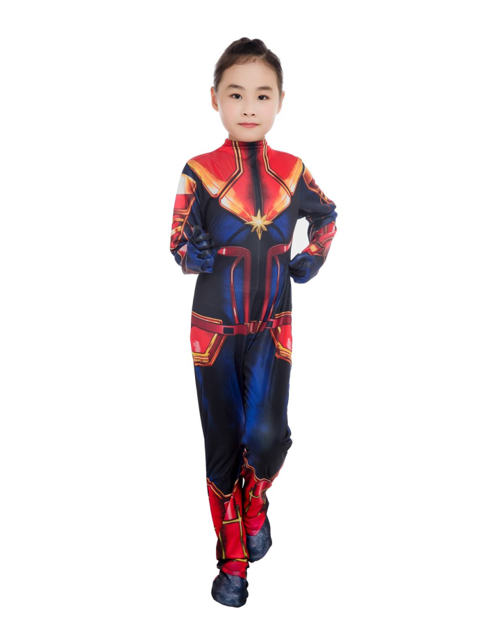 Girls Captain Marvel Cosplay Costume Bodysuit M40650