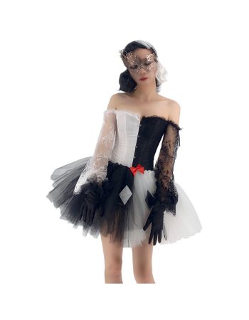 Women Corset Dress Halloween Witch Costume Clown Bustier With Skirt 1708