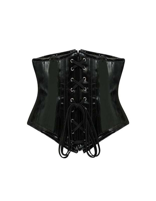 PU Zipper Waist Belt Sexy Leather Bustier Short Shapewear For Women Corset AM21983