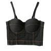 Outside Wearing a Cowboy Halter Crop Striped Top Nightclub Wipe Chest 8999